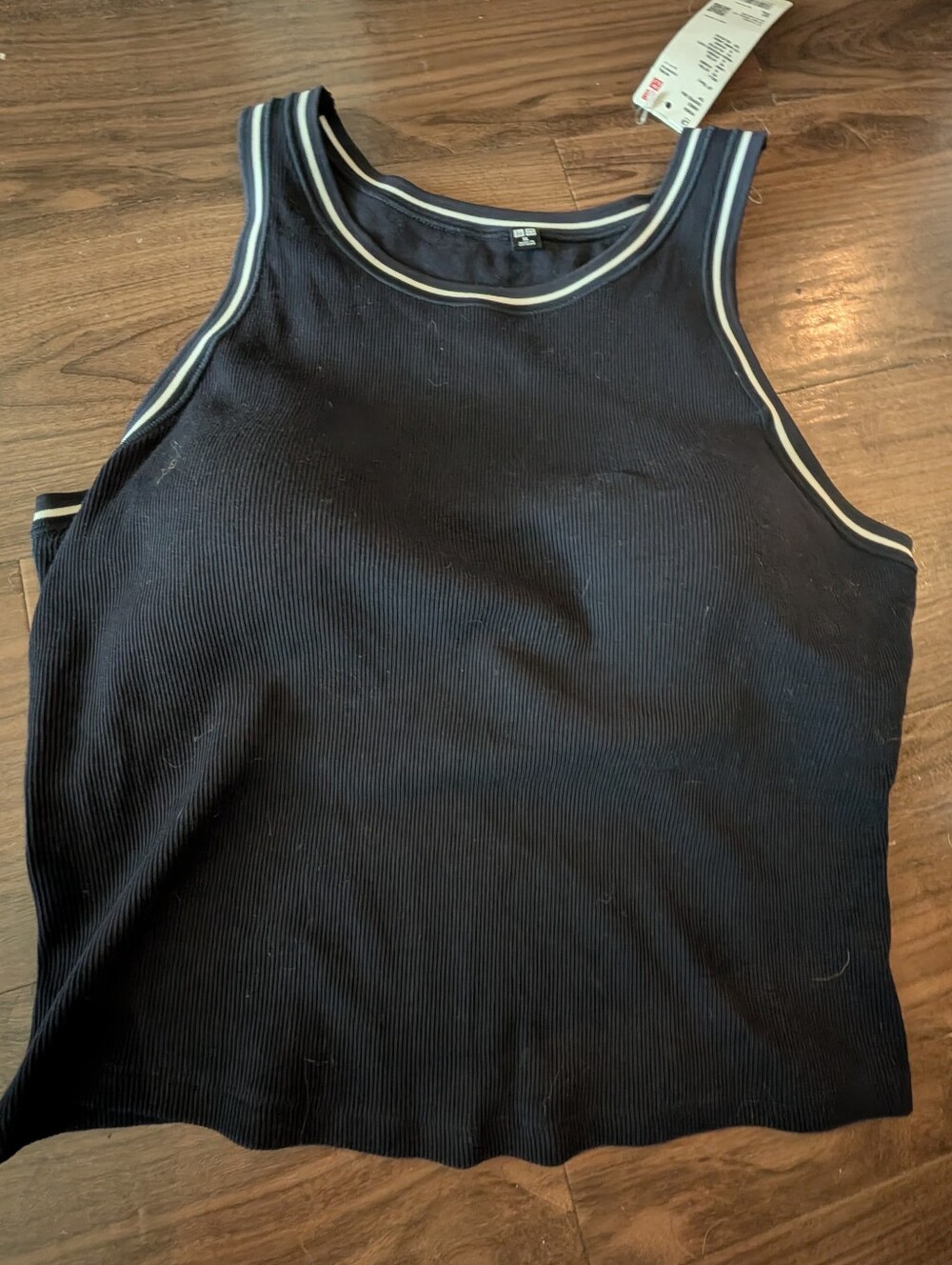NWT! Uniqlo - Ribbed Cropped Bra Tank Top 473987(52-021) | Navy |& White | XL - Picture 11 of 12